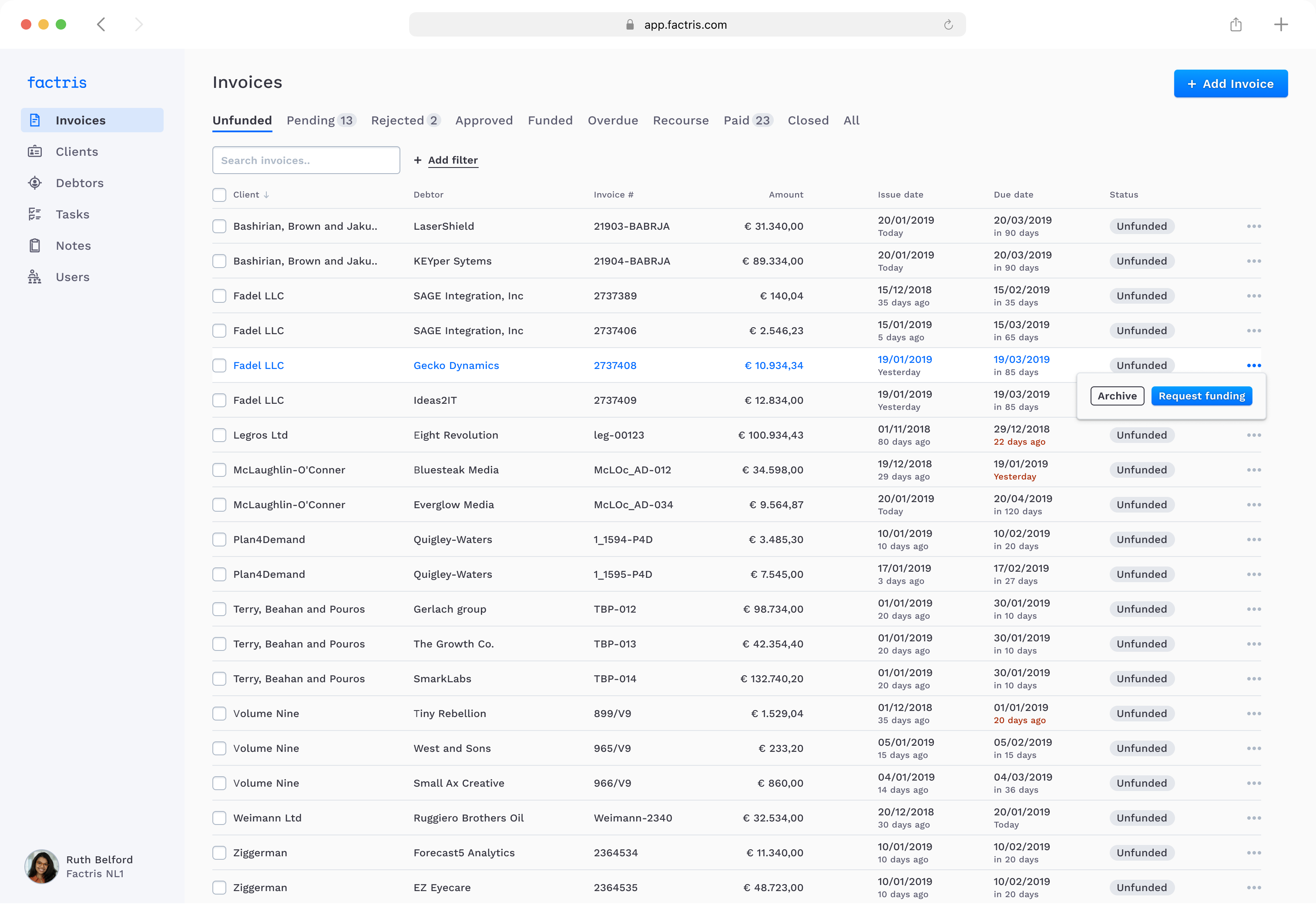 Invoices Overview Screenshot