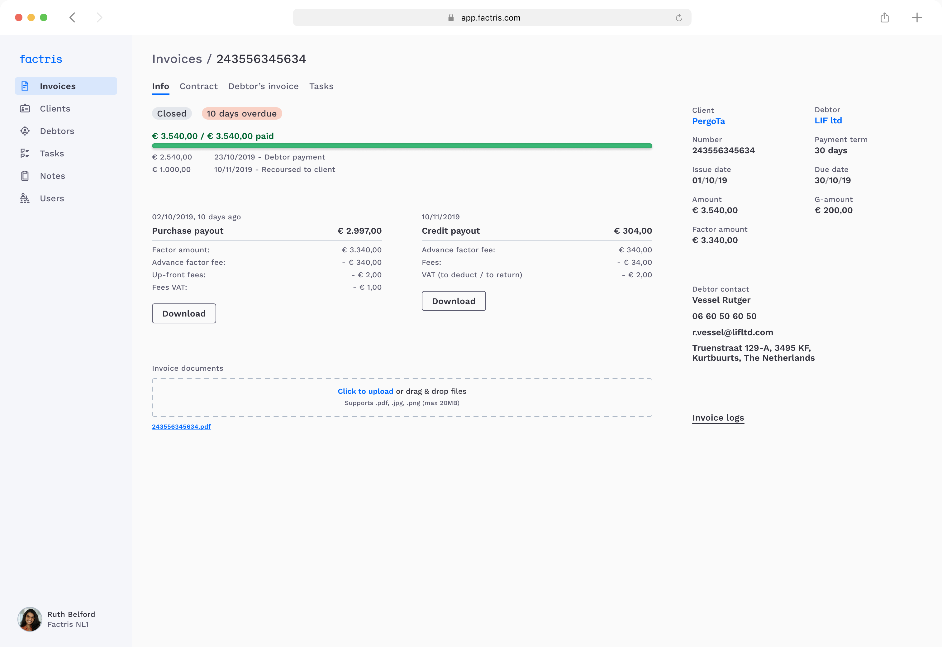 Invoices Overview Screenshot
